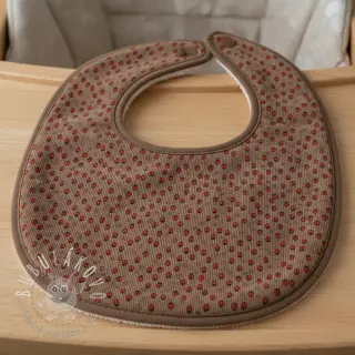 Menčester STRETCH Little strawberries taupe