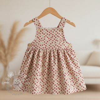 Menčester STRETCH Little strawberries light sand