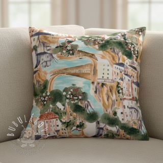 Dekoračná látka Houses ecru digital print