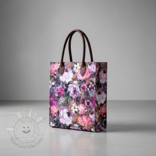 Dekoračná látka Oil painting flowers mauve digital print