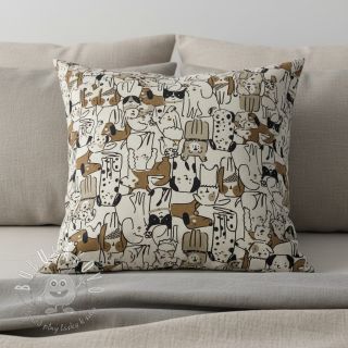 Dekoračná látka Linenlook Dogs natural