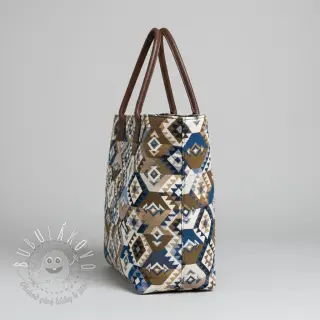 Dekoračná látka jacquard Kilim cobalt havane