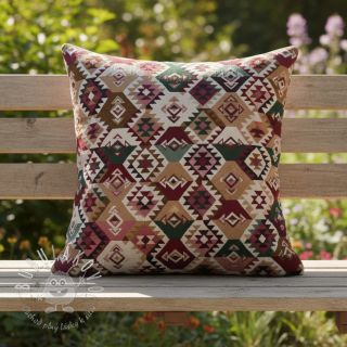 Dekoračná látka jacquard Kilim fuchsia vert