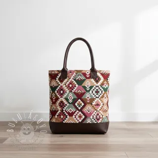 Dekoračná látka jacquard Kilim fuchsia vert
