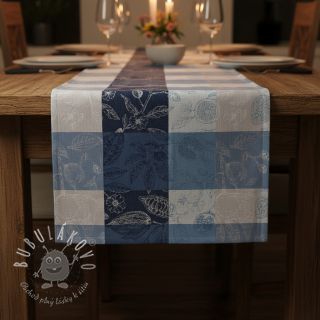 Dekoračná látka FRENCH TABLE CLOTH JACQUARD Cabosse allover indigo