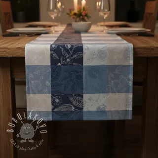 Dekoračná látka FRENCH TABLE CLOTH JACQUARD Cabosse allover indigo