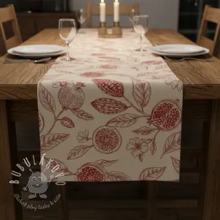 Dekoračná látka RUSTIC VINTAGE PRINT Granata groseille