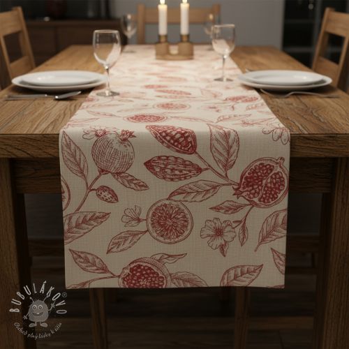 Dekoračná látka RUSTIC VINTAGE PRINT Granata groseille