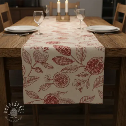 Dekoračná látka RUSTIC VINTAGE PRINT Granata groseille