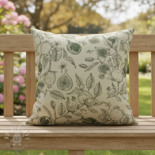 Dekoračná látka RUSTIC VINTAGE PRINT Granata kaki