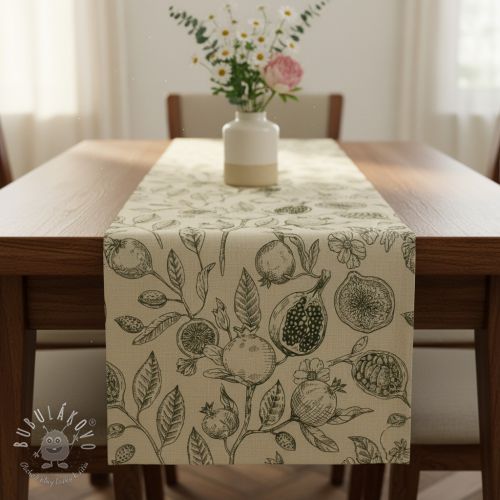 Dekoračná látka RUSTIC VINTAGE PRINT Granata kaki