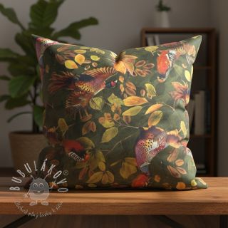 Dekoračná látka VELVET Pheasant Forest Leaf