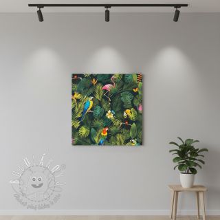 Dekoračná látka premium Tropical jungle bird digital print