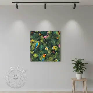 Dekoračná látka premium Tropical jungle bird digital print