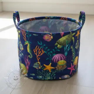 Dekoračná látka premium Underwater sea life digital print