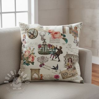 Dekoračná látka premium Linenlook Poetry Romantic Scene digital print