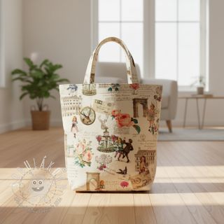 Dekoračná látka premium Linenlook Poetry Romantic Scene digital print