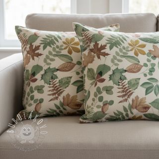 Dekoračná látka Linenlook Coloured Leaf Mix digital print