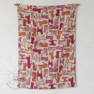 Dekoračná látka Linenlook Cat Wildlife Art pink