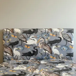 Dekoračná látka VELVET Heron bird steel grey