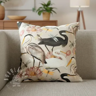 Dekoračná látka VELVET Heron bird camel