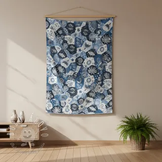 Dekoračná látka jacquard Tucan allover bleu