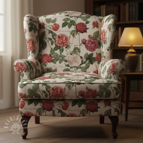 Dekoračná látka Linenlook premium Vintage Rose Garden digital print