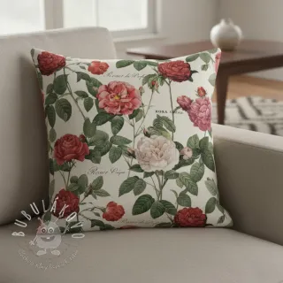 Dekoračná látka Linenlook premium Vintage Rose Garden digital print
