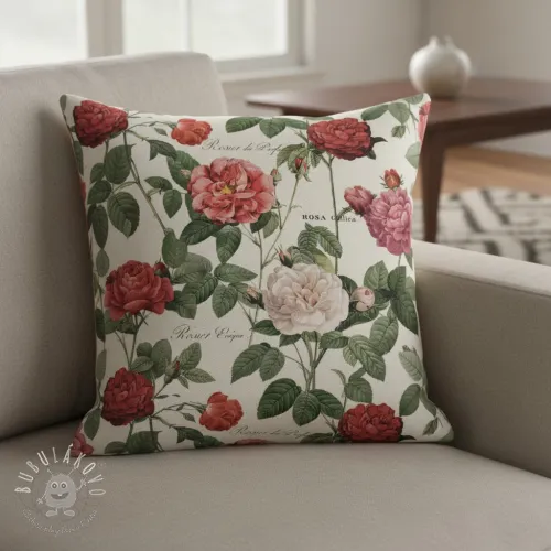 Dekoračná látka Linenlook premium Vintage Rose Garden digital print