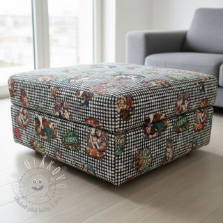 Dekoračná látka Vegan black check digital print