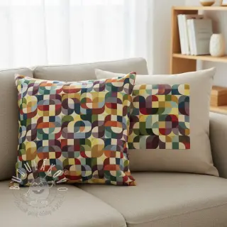 Dekoračná látka GOBELIN PREMIUM Graphic retro shapes