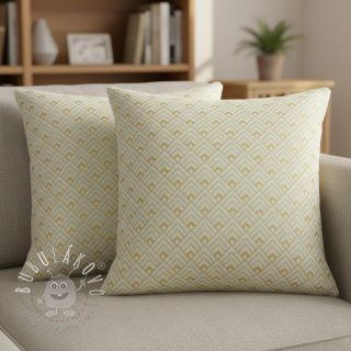 Dekoračná látka Linenlook Art deco cubes mint metallic premium