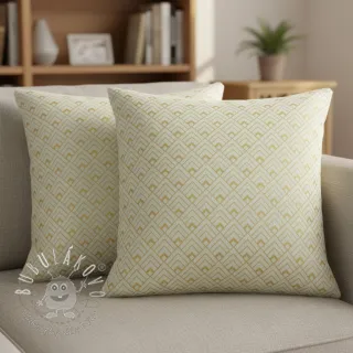 Dekoračná látka Linenlook Art deco cubes mint metallic premium