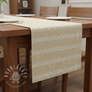 Dekoračná látka jacquard Music notes lyrics metallic