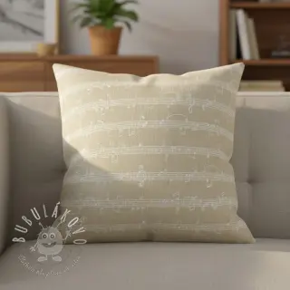 Dekoračná látka jacquard Music notes lyrics metallic