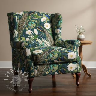 Dekoračná látka premium Peacock butterfly chique digital print