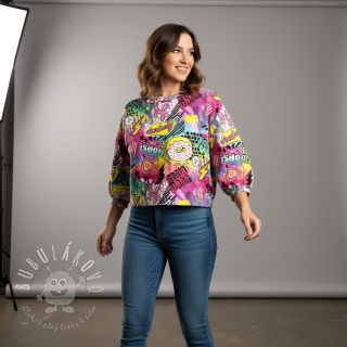 Teplákovina Manga fuchsia digital print