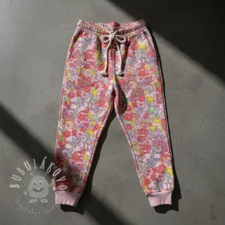 Teplákovina Abstract flowers pink digital print