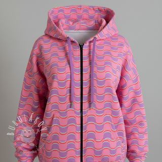 Teplákovina Abstract flowers wave purple digital print