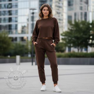 Teplákovina počesaná JOGGING dark brown