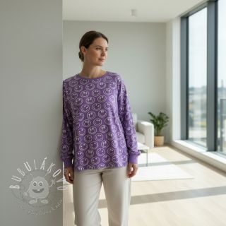 Úplet Happy faces lavender digital print