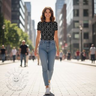 Úplet Happy faces black digital print