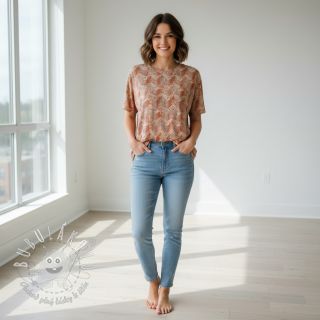 Úplet VISCOSE Structure beige digital print