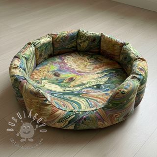 Umelá kožušina Peacock green digital print