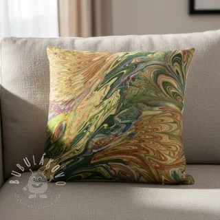Umelá kožušina Peacock green digital print