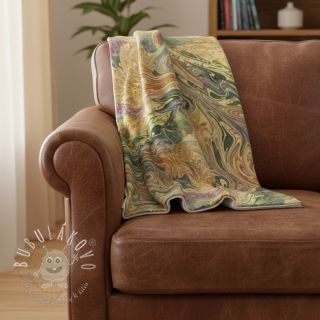 Umelá kožušina Peacock green digital print