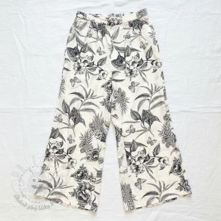 Viskóza s ľanom Floweria navy