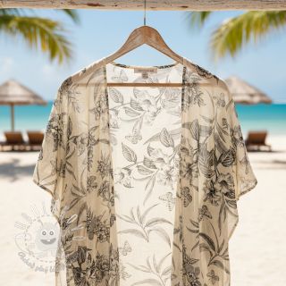 Viskóza s ľanom Floweria navy