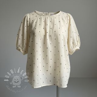 Viskóza s ľanom FOIL Hearts ecru