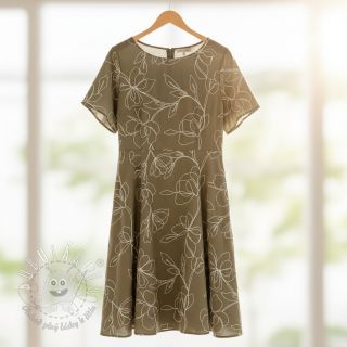 Viskóza s ľanom EMBROIDERY Flower Danielle pickle